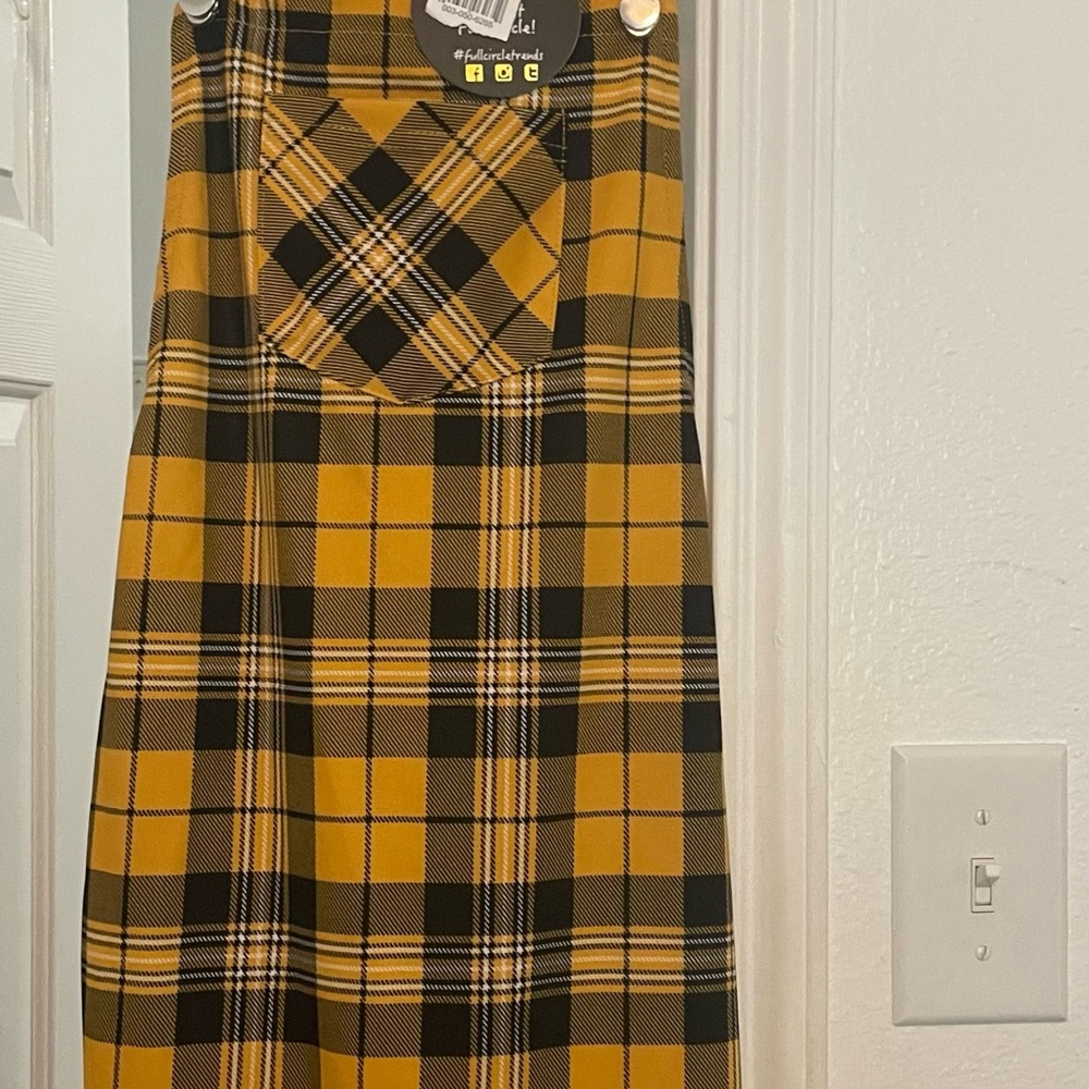 Yellow Plaid Pinafore Dress